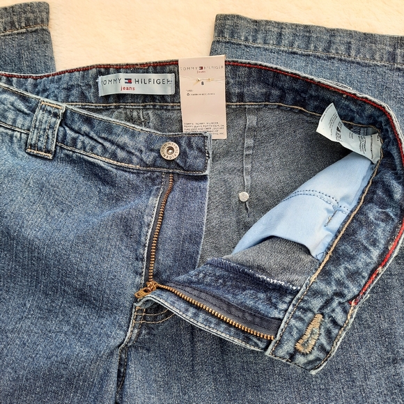 Vintage Tommy Hilfiger Y2K Crop Jeans Cargo Pocket Hi Rise Mom Denim NEW - Picture 6 of 13